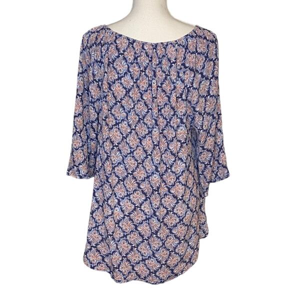 Daniel Rainn Blue & Orange Tunic with Elastic Neckline 2X - Picture 3 of 5